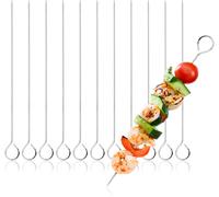 PATB-COM-FOUR® 12x Brochettes en acier inoxydable - brochettes à viande de 24 cm de long - brochettes pour barbecue (12 pièces - 24cm)