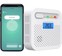 Patb-Détecteur De Co Wifi 10 Ans Batterie - Alarme Monoxyde De Carbone Avec Écran Lcd, Notifications Smartlife/Tuya En Temps Réel - Maison, Bureau, Chambre, Camping-Car (Pack De1)