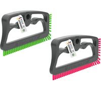 Patb-Fuginator® Lot De Brosses À Joints Gris/Vert Et Gris/Rose \U2013 Brosse De Nettoyage Pour Le Nettoyage Des Joints Dans La Salle De Bain, Les Wc, La Cuisine, Etc. \U2013 Nettoyage Des Carreaux Mu