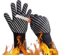 PATB-Gants de barbecue, 1472°F Gants de Barbecue en aramide Résistants à la Chaleur, Gants de Four Antidérapants en Silicone Gants de Cuisine Longs pour Barbecue, Cuisine, Cuisson, Résistant aux