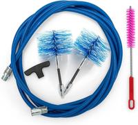 PATB-Kit Ramonage Poêle à Granulés, Kit Nettoyage Conduit Poêles à Granulés avec Rallonge Flexible 3 Mètres et Coude à 90°, 2 Brosses Flexibles en Nylon 80 mm et 100 mm (3 M)
