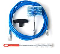 PATB-Kit Ramonage Poêle à Granulés, Kit Nettoyage Conduit Poêles à Granulés avec Rallonge Flexible 3 Mètres et Coude à 90°, 1 Brosse Flexible en Nylon 80 mm (3 M)