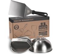 PATB-Norzn Brothers® Kit Smash Burger \u2013 Presse Smash Burger, Presse Burger, Smasher Burger, Kit Burger, Spatule Plancha, Cloche plancha, Acier INOX 304, Certifié Contact Alimentaire, Garantie 10