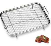 PATB-Panier Grill Acier Inoxydable Rectangulaire Argent 29 cm Cuisson Grille Barbecue