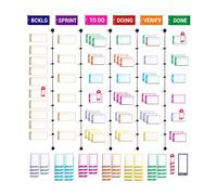 PATboard Kanban Board et Scrum Board - Set Complet avec 137 Outils Agiles pour Tableau Blanc Magnétique - Tableau Agile, Scrum Kit, Tableau Kanban, Tableau Scrum - Management Agile