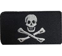 Patch à crochet et boucle motif pirate, Jolly Roger, crâne et os croisés