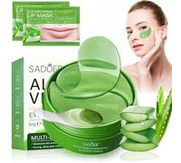 Patch Aloe Vera Yeux 60 PCS, Masque Yeux Anti Cernes, Patch Yeux Collagene et Acide Hyaluronique, Patch Cernes et Poches, Masques Hydratants pour Les Yeux, Anti Rides, Anti Poche