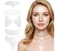 Patch Anti Rides, 11 Pièces Patchs Soin du Visage Anti-Rides Réutilisables en Silicone Sans Adhésif pour Front Yeux Joues Bouche et Poitrine