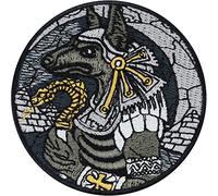 Patch ANUBIS Égypte Thermocollant - Appliqué Dieu du Monde Souterrain brodé Sticker Pharaon à coudre/à repasser | Dieu de la Mort Symboles Égyptiens PREMIUM - 80x80mm