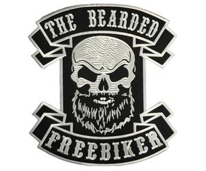 Patch Biker - Big Patch - The Bearded FREEBIKER XXL - Patch Biker - Crâne Skull - Motorcycles, broderie pour décorer gilet de moto, veste ou vêtements de bricolage