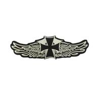 Patch Biker Croix avec Ailes XXL - Patch Brodé Thermocollant 25 x 7,5 cm - Style Chopper Moto - Application Fer ou Couture pour Gilet, Gilet et Vêtements DIY