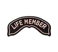 Patch Biker Grande Life MEMBER Rocker Backpatch Brodé Or pour gilet Moto Gilet Cuir Patch Club Custom 30x10 cm