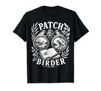 Patch Birder Jumelles d'observation des Oiseaux locaux Motif Art Populaire T-Shirt Graphique avec Valeur