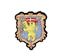 Patch blason, écusson armoiries lion, écusson héraldique, patch thermocollant haut de gamme pour customisation de vêtements et accessoires, 9 cm