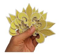 Patch Brodé 10 pièces Patch de fleur d'or fer sur patchs brodés Appliques broderie projet d'aiguille 2.6 "x 3" pour Veste(Gold)