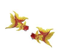 Patch Brodé 2 pièces poisson rouge animal patchs brodés Style ethnique chinois bricolage couture Patch broderie appliques décorations for vêtements chaussures(Goldfish Gold B)