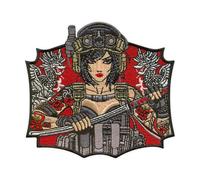 Patch brodé avec inscription « Japanese Tactical Girl » - Yakuza Tattoo - Couteau Wakizashi - Morale Patch - Revers thermocollant - Écusson brodé