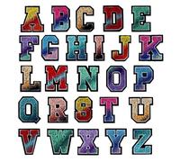 Patch brodé avec motif floral, 26 lettres multicolores à coudre sur des patchs de broderie 1,9-4,7 cm(All color 26pcs)