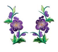 Patch brodé avec motif floral, Embroidery Patches Pack Of 2 Multicolor 8.5cm x 15cm Sew Iron On For Clothes DIY(Purple)