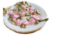 Patch brodé avec motif floral, Patchs brodés multicolores en Satin Rose, 100 pièces, for bricolage, couture, décoration de mariage(Light Pink)