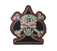 Patch Brodé Biker 13 Lucky Skull Thermocollant Iron-On ou Couture Crâne avec Os Style Motorcycle Club pour Gilets Moto Jeans T-shirt Vêtements Rock