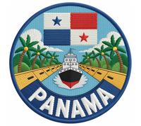 Patch brodé drapeau du canal Panama Patch thermocollant ou à coudre (8,9 cm) Voyage Vacances Souvenir Touristique Emblème Sac à dos Veste Cadeau