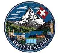 Patch brodé drapeau suisse thermocollant ou coudre 7,6 cm Patch souvenir voyage Europe sac à dos ski Matterhorn Alpes suisses cadeau