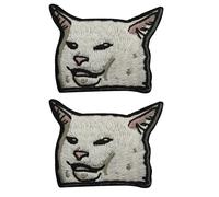 Patch brodé en forme de chat aux oreilles pointues avec couteau ensanglanté - Patch de réparation amusant en crochet et boucle pour vêtements, sacs à dos, vestes, harnais, jeans, pantalons, chapeaux,