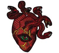 Patch brodé en forme de Coeur de serpent avec œil voyant, à coudre ou à coller avec fer à repasser