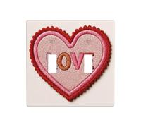 Patch brodé en forme de cœur avec mot « Love » - Double gang - Plaque murale - Décoration d'interrupteur - Taille standard - 11,4 x 11,4 cm
