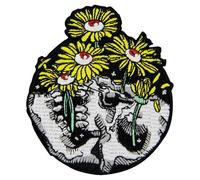 Patch brodé en forme de Mort et espoir Daisy Grandir sur le crâne, à coudre ou à coller avec fer à repasser