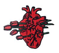 Patch brodé en forme de Tendrement blessé par l'amour, Coeur brisé par Rose, à coudre ou à coller avec fer à repasser