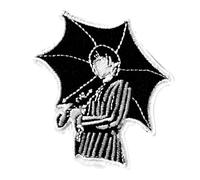 Patch brodé famille Addams mercredi main chose fille tresses noires à repasser ou à coudre (Parapluie)