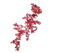 Patch Brodé Paillettes brodées en soie délicate, 5 pièces, or blanc rouge, accessoires de mariage, cordon dentelle multicolore, bricolage pour Veste(Red)