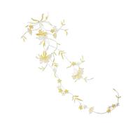 patch brodé Patch thermique avec appliques florales 51x17CM, tissu à fleurs de pensée, broderie à repasser sur patchs, autocollants for vêtements, robe(White Gold 01)