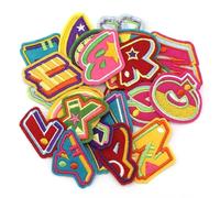 Patch Brodé Patchs autocollants avec lettres de l'alphabet anglais AZ, 26 pièces, for vêtements, dessin animé, bricolage, rayures brodées, Badges(NO.9)