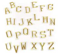 Patch Brodé Patchs autocollants avec lettres de l'alphabet anglais AZ, 26 pièces, for vêtements, dessin animé, bricolage, rayures brodées, Badges(NO.8 Yellow)