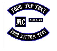 Patch brodé personnalisé, 4 pièces/1 ensemble, avec votre propre texte d'identification, Patch de moto à repasser, s'applique à la veste de motard Punk au dos du cavalier -bottom-S code