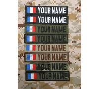 Patch brodé personnalisé drapeau de la France, ruban avec nom personnalisé, crochet et boucle, Multicam vert ACU noir Tan Nyloncp Fold