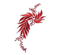 patch brodé Robe Design avec feuilles appliquées, patchs thermoadhésifs brodés, feuilles de fleurs for robe, 1 paire/2 pièces(Red)