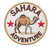 Patch brodé thermocollant ou à coudre Sahara Adventure - 8,1 cm - Souvenir de voyage - Pour sac à dos, veste, chapeau, sac à dos