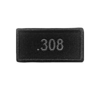 Patch calibre .308 brodé gris sur tissu noir