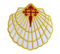 Patch Camino (8,9 cm) brodé à repasser ou à coudre avec coquillage festonné, pèlerinage, souvenir, souvenir, écussons à faire soi-même, écussons cadeaux