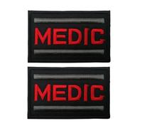 Patch camouflage réfléchissant MEDIC, badge logo soldat médical, badge en nylon adapté au gilet tactique de casque et à l'uniforme de camouflage - broderie noire 5 * 8cm