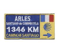 Patch Chemin de Saint-Jacques Arles - Santiago de Compostelle 1346 km - Camino de Santiago - France - Brodé - 9 x 4,5 cm