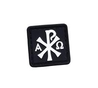 Patch Chi Rho en PVC phosphorescent - 1 × 1 in Mini œil de Ranger | Symbole Alpha Omega inspiré de la foi pour équipement tactique et d'extérieur | Dos crochet (côté boucle non incluse) | Durable
