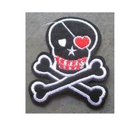 Patch Crane Pirate Et Bandeau A Oeur Rouge Sur Oeil Ecusson
