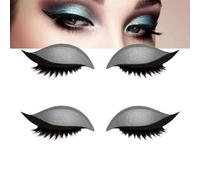 Patch de cils à paupières paresseux, eye-liner et autocollants de cils avec paillettes, cils 3-en-1 des cils de maquillage des pochoirs, maquillage temporaire rapide d'une seconde (Silver)