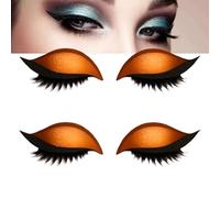 Patch de cils à paupières paresseux, eye-liner et autocollants de cils avec paillettes, cils 3-en-1 des cils de maquillage des pochoirs, maquillage temporaire rapide d'une seconde (Orange)