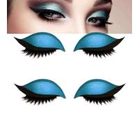 Patch de cils à paupières paresseux, eye-liner et autocollants de cils avec paillettes, cils 3-en-1 des cils de maquillage des pochoirs, maquillage temporaire rapide d'une seconde (Blue)
